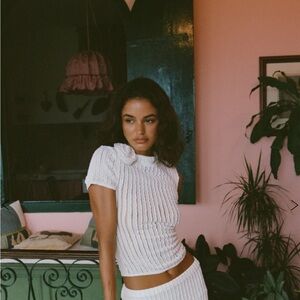 With Jean White Ribbed Tank Top NWOT